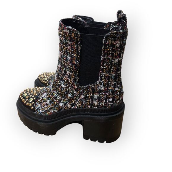 Jessica Simpson Jymmie Studded Tweed Chelsea Ankle Boots Size 6 - Picture 3 of 6